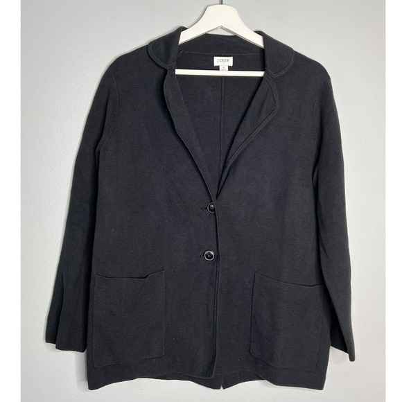 J. Crew Long Sleeve Collared Two-Button Sweater Blazer Black Women’s Size Small - Picture 4 of 11